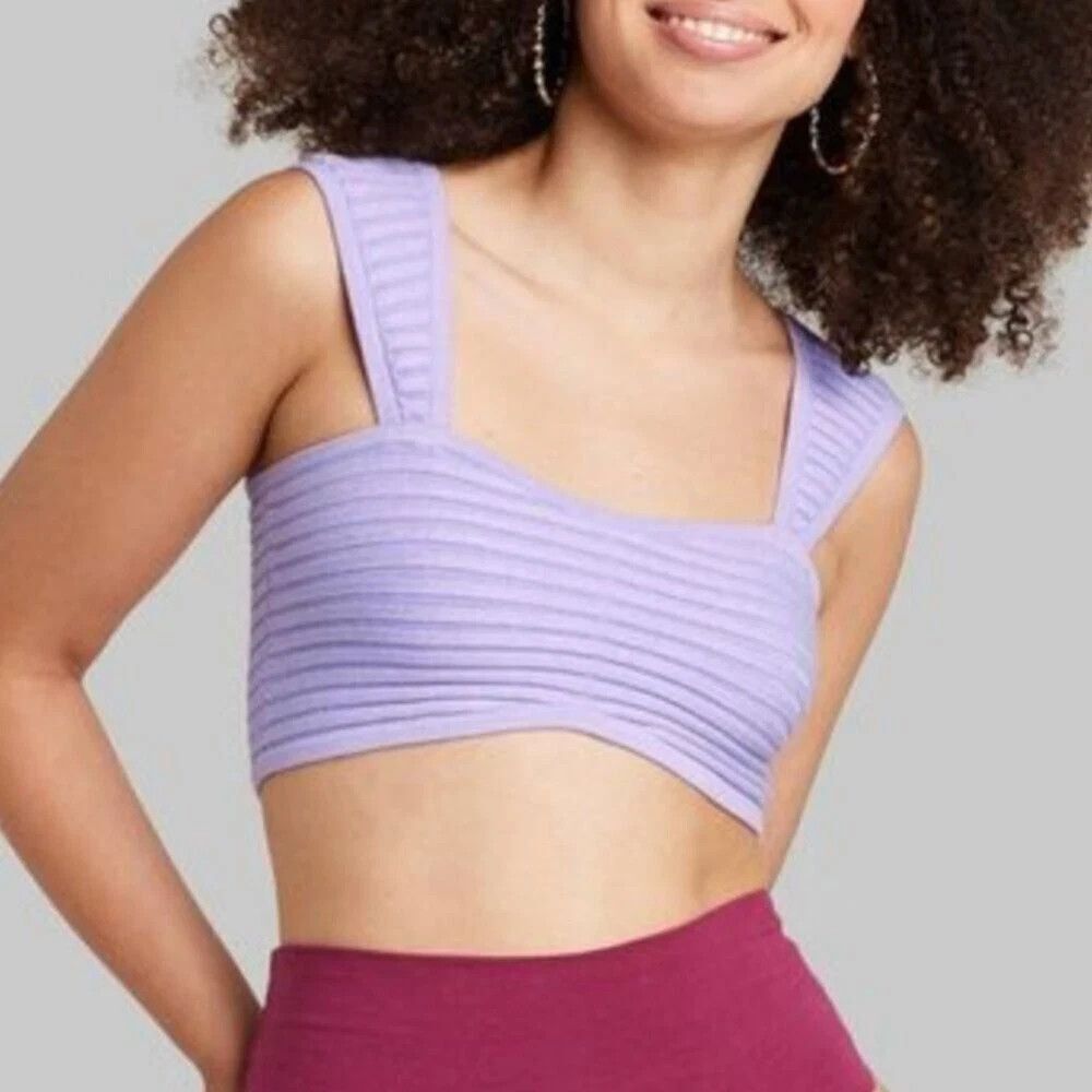 WILDFABLE Tiny Bra Sweater Top Lilac Lavender Purple Ribbed Recycled Material XS